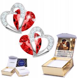 Larezo Fülbevaló Ezüst Piros Szívek Kristály Szerelem Saját Nyomtatás (dlugie dla dziewczynki kobiet kola kolka s142)