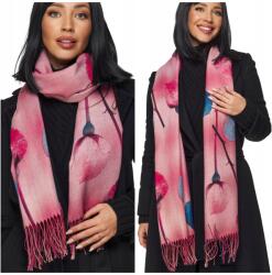 DEMUR Női Téli Sál virágmintás rojtokkal színes rózsaszín fukszia