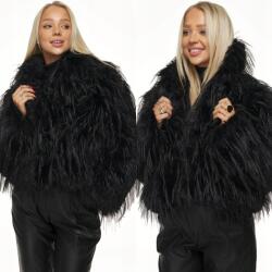 DEMUR Női Téli Kabát Szőrme szőrme könnyű szőrme toll elegáns fekete S (kurtki damskie futrzane zimowe na zimę)