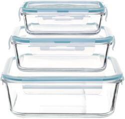 5five Set 3 cutii alimentare, 5five, patrate, sticla, inchidere ermetica