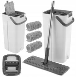 Ruhhy 27231 Kétkamrás felmosó 8, 5 l, 3 db kendő, fehér-szürke (Mop dwukomorowy 8,5L z nakładkami Ruhhy 27231)