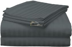 HomePuls Cearsaf de pat 2 persoane Damasc Policoton dunga 1 cm, 220 x 230 cm, Gri Antracit