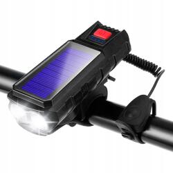  Napelemes Kerékpár Lámpa 2in1 Led Világítás Kerékpár Duda Csengő Távirányító (QX-LY-17-2)