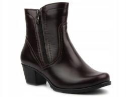  Női Bakancs Agxbut 0517 Bőr Bélelt Cipzáras Sarokkal Cseresznye (0517 WIŚNIA)