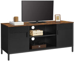 SONGMICS Rusztikus TV Szekrény Állítható Polcokkal Fekete-Barna (EUZ-LTS103B01)