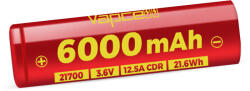 Vapcell F60 6000mah tölthető 21700 li-ion akkumulátor 12.5 A terhelhetőséggel