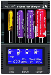 Vapcell S4 plus V3 akkumulátor töltő összesen 12A töltőárammal