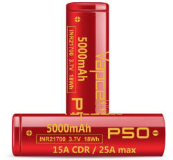Vapcell P50 5000mah 25/15A tölthető 21700 li-ion akkumulátor