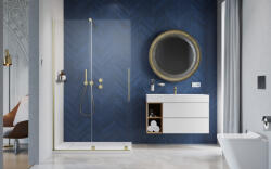 Radaway Furo Brushed Gold Walk-in szálcsiszolt arany zuhanyfal 150 jobbos átlátszó