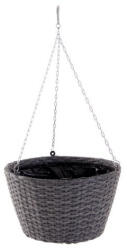 Nature Virágtartó függőkosár, rattan szürke H22x35cm
