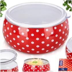 Orion Zománcos tál, Orion, 1 L, 15, 5x15, 5x7, 5 cm, Üveg, Légmentesen záródó Fedéllel, Univerzális Használat, Minden Főzőlaphoz, Sütőhöz és Mosogatógéphez Alkalmas, Piros (129237)