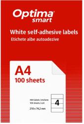 Optima Etichete albe autoadezive 4/A4 Optima smart, 210 X 74.2 mm, 100 coli/top (OP-404210742S)