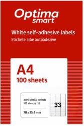 Optima Etichete albe autoadezive 33/A4 Optima smart, 70 X 25.4 mm, 100 coli/top (OP-433070254S)
