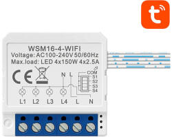 Avatto 8908494 Wsm16-w4 Wi-fi Intelligens Süllyesztett Kapcsoló Tuya (WSM16-W4)