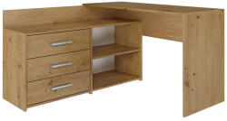 GreenSite Dany sarok íróasztal polccal, tárolóval, tölgy - pepita