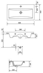 Cersanit Como 80 bútorra építhető mosdó, fehér, (K32-004) (3COMO80)