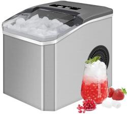  NEXTLY jégkockakészítő, jégkészítő, kapacitás 15kg/24 óra, víztartály 1, 2L, 9 kocka 6 perc alatt, öntisztító funkció, kétféle méretű kocka S/L, ezüst színű