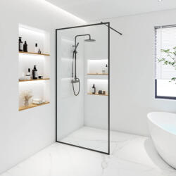 Welland Montana walk-in zuhanyfal 90 x 195 cm - fekete profil - pepita