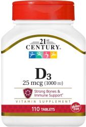 21st Century Vitamin D3, 25 mcg, 110 tablete, 21st Century