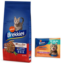 Affinity 15kg Brekkies Marha száraz macskatáp+4x85g Daily Delice csirke & pulyka nedves macskatáp ingyen