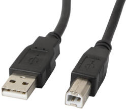 Lanberg CA-USBA-10CC-0010-BK USB kábel USB 2.0 1 M USB B 0, 48 Gbit/s Fekete (CA-USBA-10CC-0010-BK)