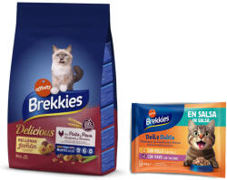 Affinity 3kg Brekkies Delicious csirke, pulyka & zöldség száraz macskatáp+4x85g Brekkies Daily Delice csirke & pulyka nedves macskatáp ingyen
