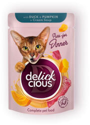 Delickcious Purr - for Dinner kacsa & sütőtök nedves macskaeledel 12x85g