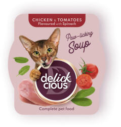 Delickcious Paw - licking Soup csirke & paradicsom nedves macskaeledel 80g