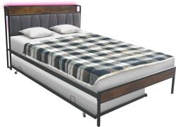 TEMPO KONDELA Ágy ágyráccsal és kihúzható pótággyal, 140x200, fekete/szürke, NORDO