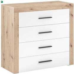 INTERMEBLE 4 Fiókos Komód Tölgy/Fehér Színben. GAMA 95 cm