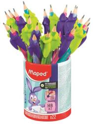 Maped Írástanuló grafitceruza radírral, ceruzatartó, HB, háromszögletű, ceruzafogóval, MAPED Kidy Learn , vegyes színek (IMA853503) - iroda24