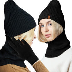 Trizand Set iarnă: căciulă, eșarfă și mănuși, mărime universală, negru (00022100)
