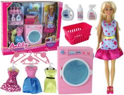 LEAN Toys Set de joc Anlily cu păpușă și mașină de spălat (16210) Papusa