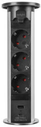 Delight Prelungitor Motorizat Incorporabil - 3 x 250 V - Argintiu + 2 x USB (20451S)