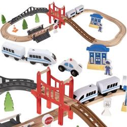 Kruzzel Set de Tren din Lemn cu Elemente și Conexiune Magnetică (00022646) Trenulet