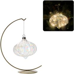 BackHomeLiving Decorațiuni din sticlă transparentă cu perle și LED-uri, 15 cm, model suspendat, set de 6 bucăți (MAL2720)