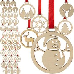Ruhhy Set de Ornamente de Crăciun din Lemn Iso Trade - 36 de Piese, Natur și Personalizabil (00024855)