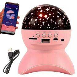 Verk Group Lampa proiector de stele cu difuzor Bluetooth, USB și slot pentru card micro SD, roz (15904_R)
