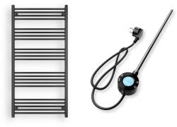  Törölközőszárító radiátor elektromos fűtőpatronnal 75 x 150 cm - Nero Italia S-600W (fekete)