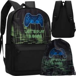Kruzzel Set Rucsac Gamer și Geantă pentru Încălțăminte, Negru (00024532)