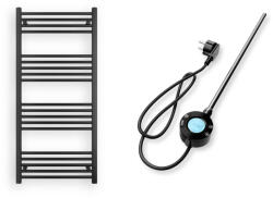  Törölközőszárító radiátor elektromos fűtőpatronnal 60 x 130 cm - Nero Italia S-400W (fekete)