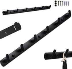 Verk Group Suport de haine și prosoape montabil pe perete, stil loft, negru, 54, 5 cm (27244) Agatator cuier