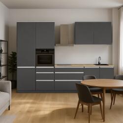TEMPO KONDELA Mobilier de bucătărie, 3, 3 m, antracit mat/antracit, ASTI 330