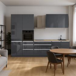 TEMPO KONDELA Mobilier de bucătărie, 3, 3 m, antracit extra lucios HG/antracit, ASTI 330