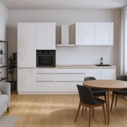 TEMPO KONDELA Mobilier de bucătărie, 3, 3 m, alb extra lucios HG/alb, ASTI