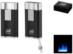 WinJet Premium Wide Flat lapos szúrólángos szivargyújtó beépített szivarfúróval - fekete és ezüst (A-310026)