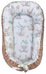  Kétoldalas pamut/minky babafészek kókuszbetéttel - Csoki hintázó állatok