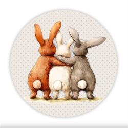  Fa tábla nyomtatott, Nyuszi barátok, kerek 14, 8cm