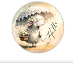  Fa tábla nyomtatott, Hello bárányos, kerek 11, 8cm