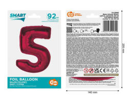 GoDan Balon folie sub forma de cifra, rosu, 92 cm GD1941-5 Baloane folie Tip Cifra 5 (GD1941-5)